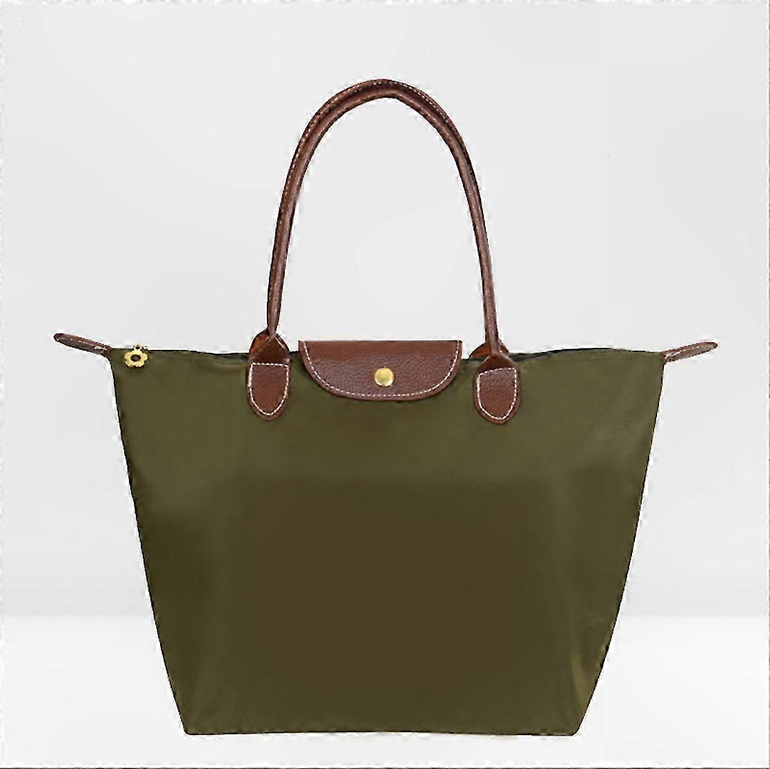 צבע אחיד נשים בד שור מתקפל תיק עמיד למים ניילון קניות כתף תיק אחסון ארנק נייד לשאת תיק