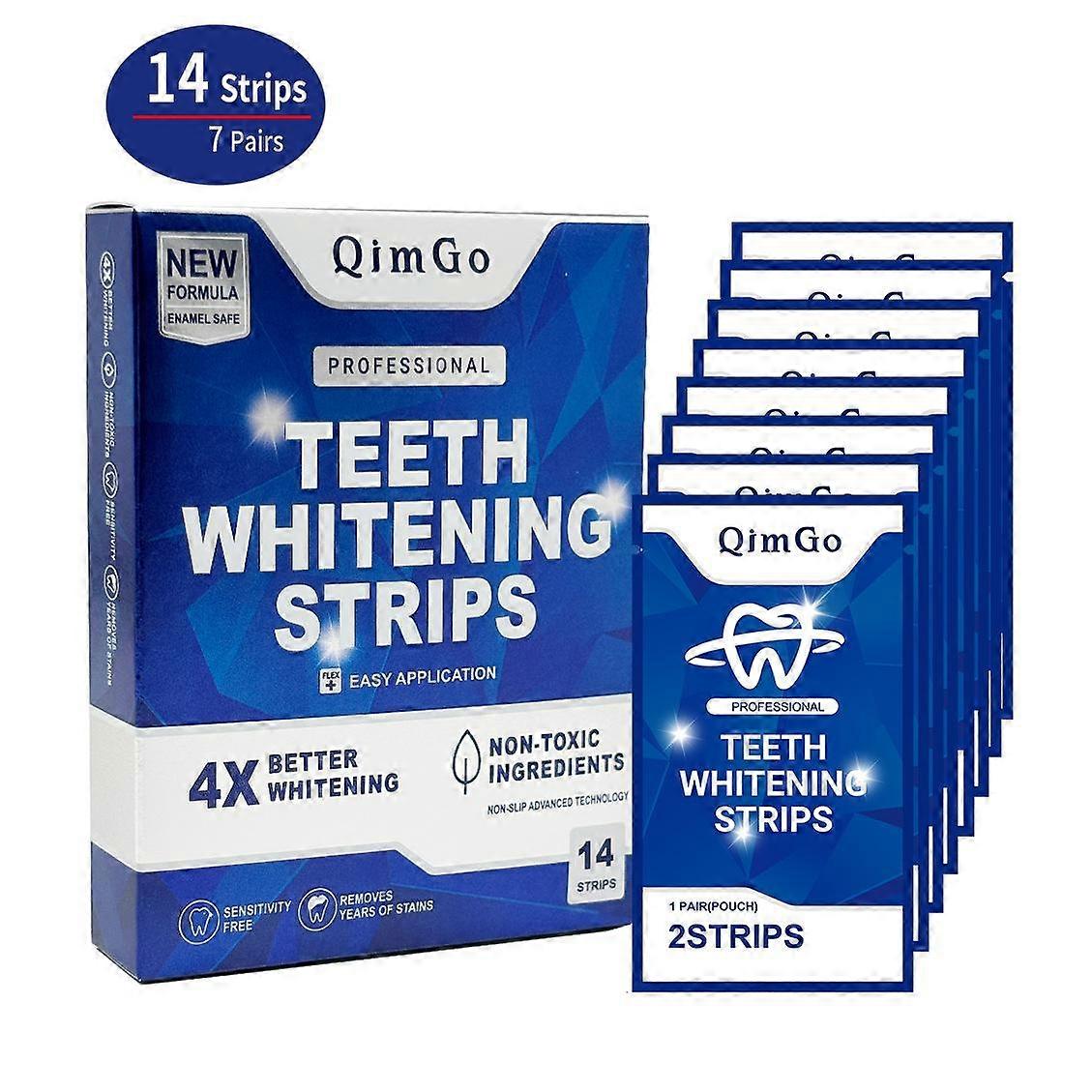QimGo Bandes de blanchiment des dents Gel Enlever les taches de plaque Nettoyage Hygiène buccale Blanchiment Outils dentaires Haleine fraîche Éclaircir