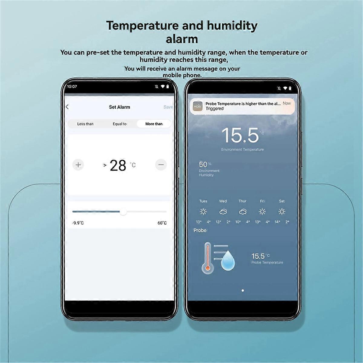 Tuya Smart Home WiFi Temperature & Humidity Sensor with 1M External Probe App Remote Viewing Temperature Humidity Meter