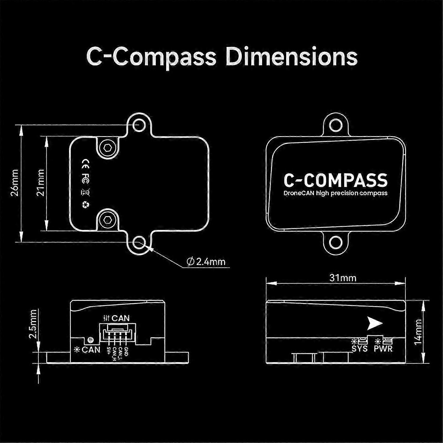 CUAV New DroneCan High Precision RM3100 Magnetic C-Compass