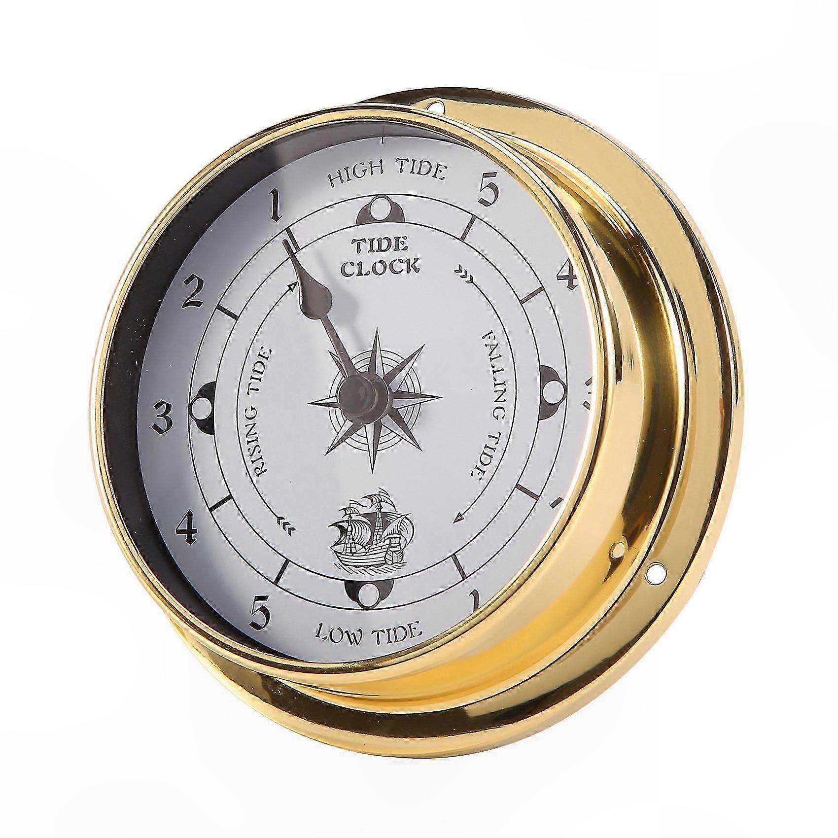 Marine Weather Clock, Copper Shell Wall Mounted Tide Clock for Boat, 115mm Diameter