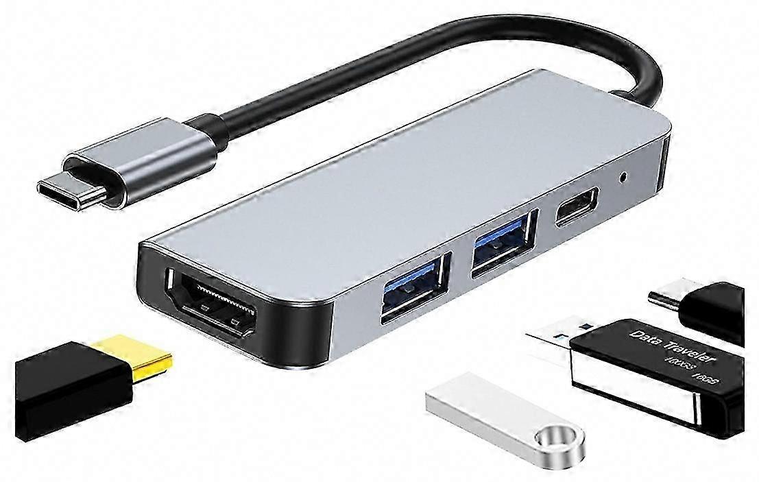 4-in-1 USB C Docking Station Hub Adapter for MacBook, Mac Pro, Mac Mini, iMac (Gray)