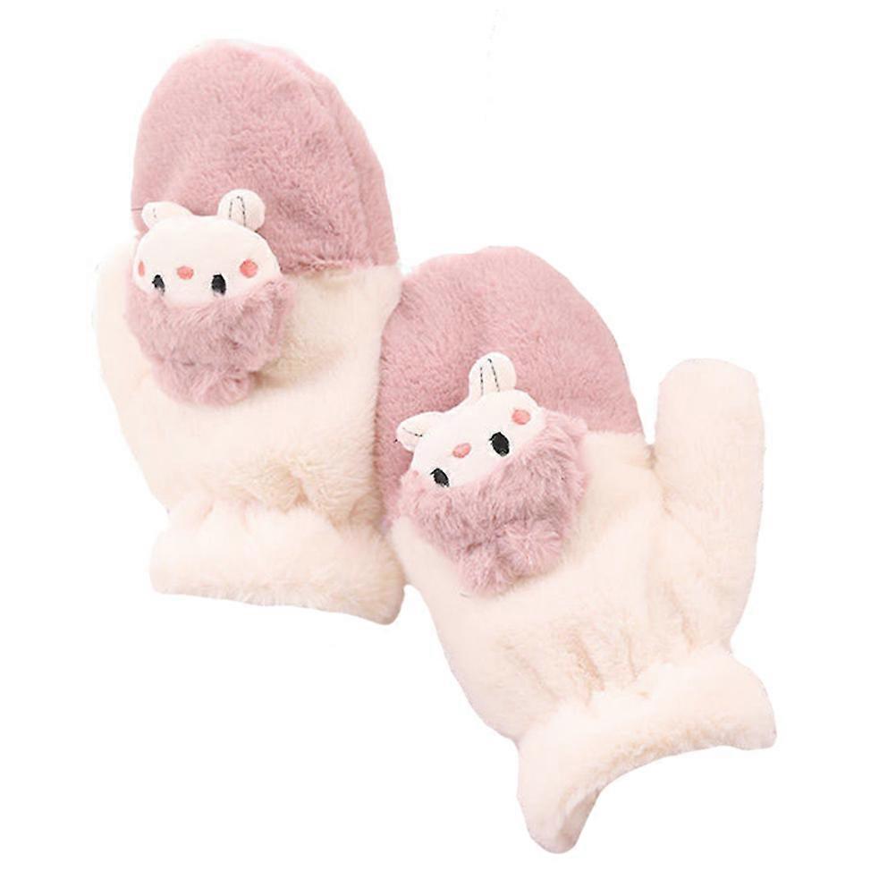Warm Plush Gloves for Warm Keeping 1Pair Cartoon Fluffy Inner Hand Cover