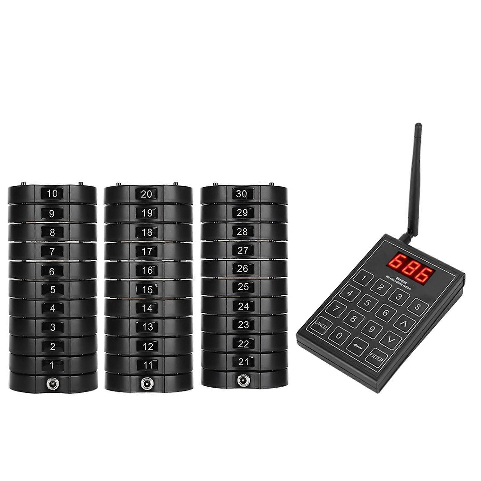 Wireless Restaurant Calling System 30pcs Black Pagers Keypad