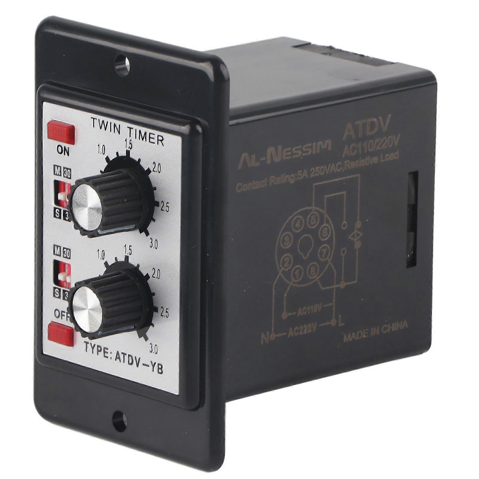 Knob Control Time Switch Relay On Off Twin Timer Relay ATDV YB AC110v 220V50/60Hz