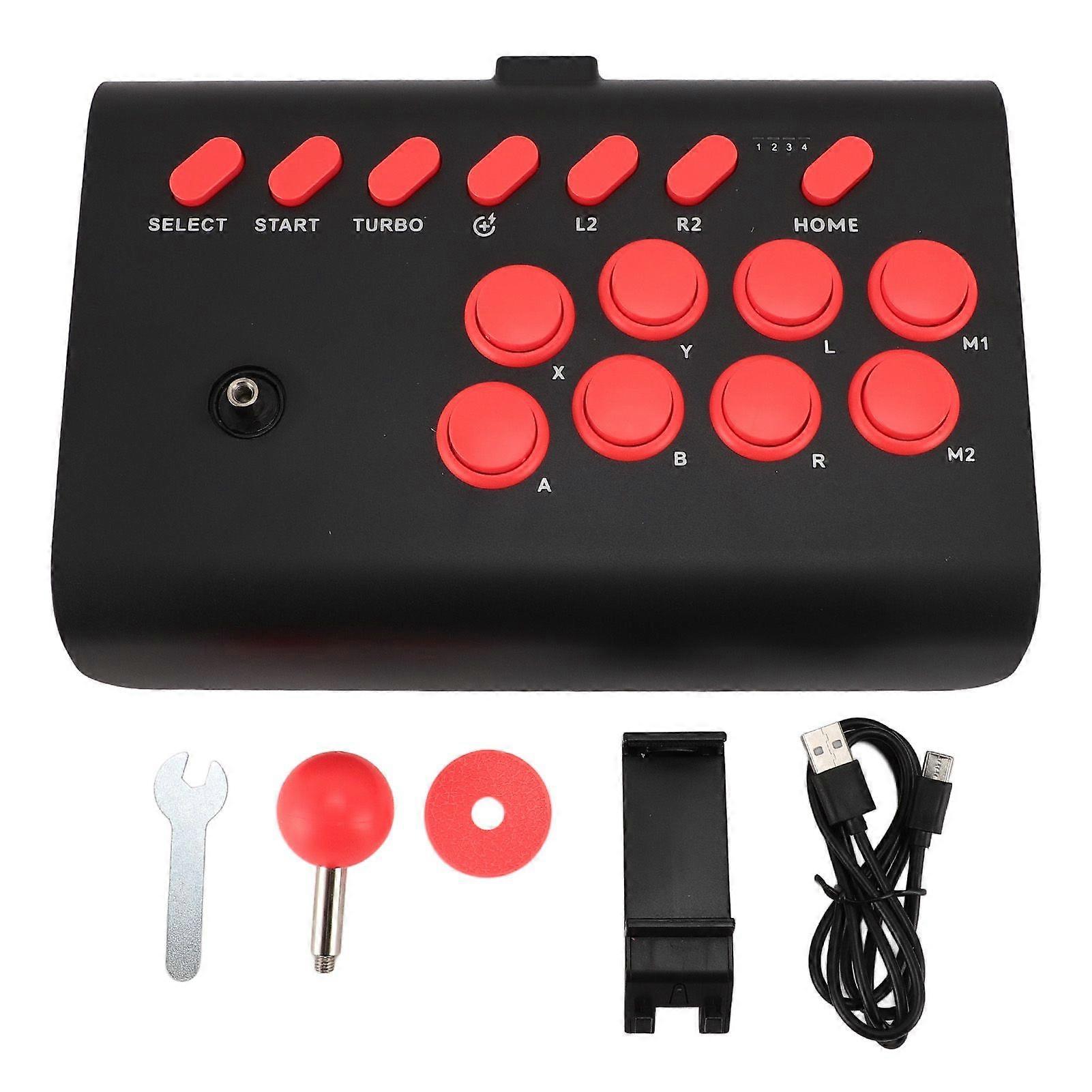 Fighting Game Controller Ergonomic Wireless Bluetooth Fighting Game Keyboard With Turbo and Macro For IOS for Android Black