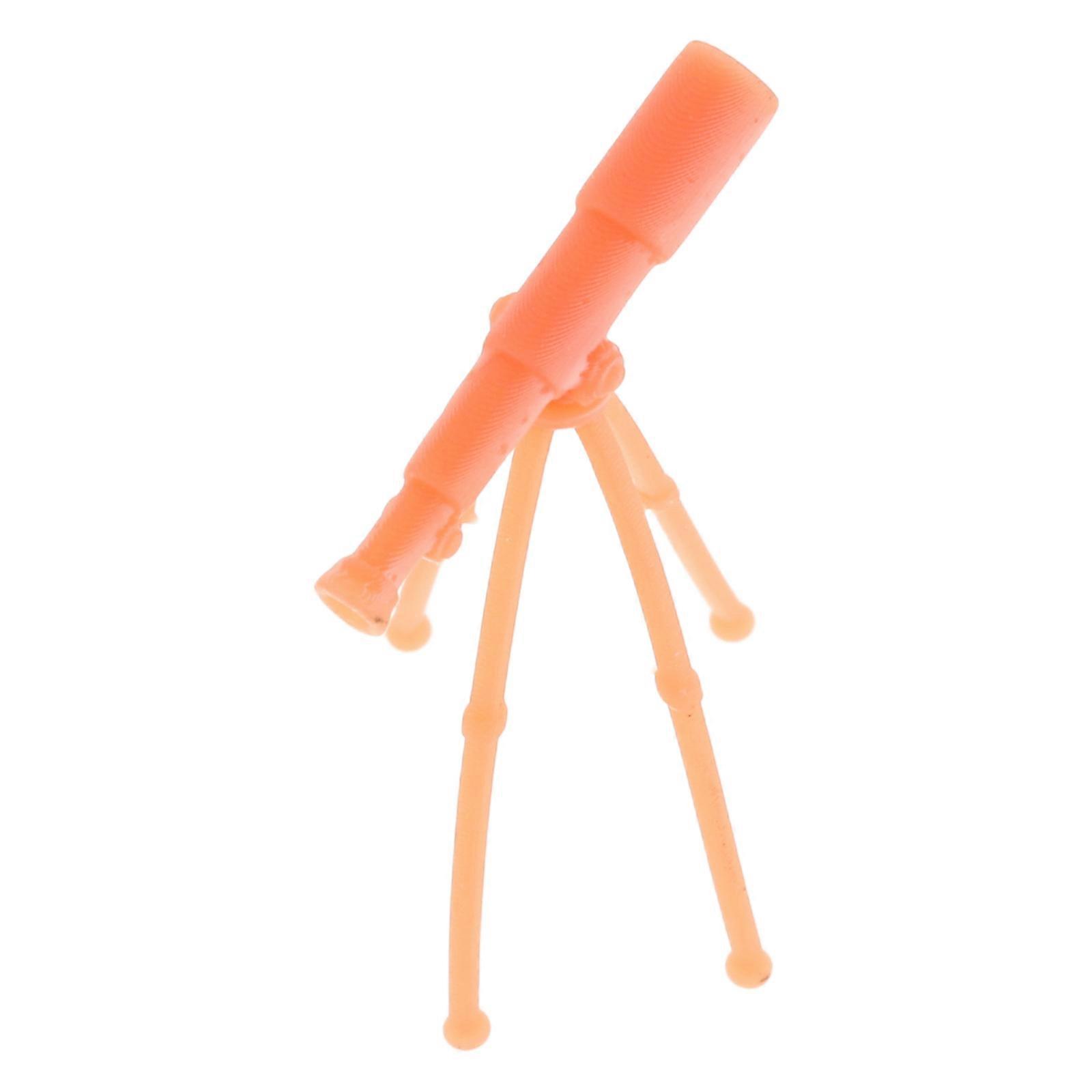 Orange Miniature Telescope with Tripod for Dollhouse Decoration 5Pcs