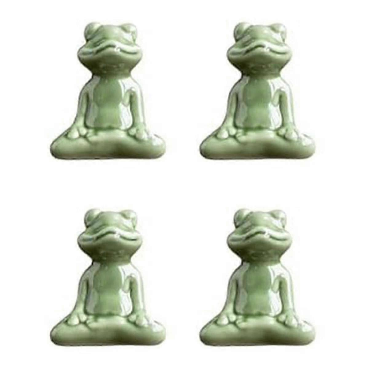 4 Ceramic Small Frog Decorative Ornaments for Tea Table Desktop