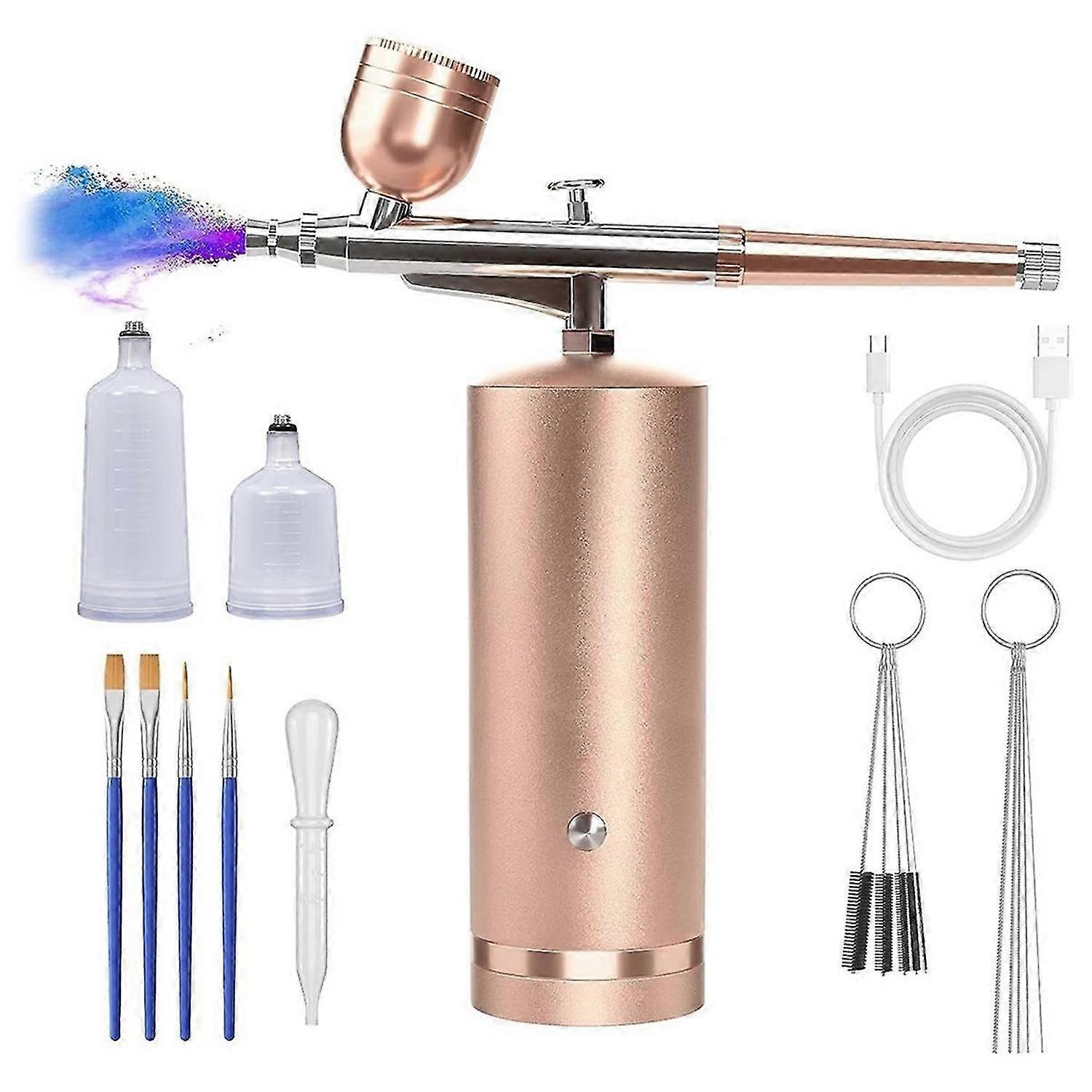 Airbrush Kit with Compressor - Rechargeable Cordless Non-Clogging High-Pressure Air Brush with 0.3mm