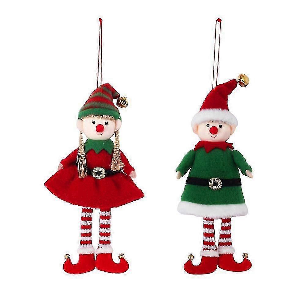 2 Pcs Christmas Elf Boy Girl Holiday Decorations Gifts For Kids Family