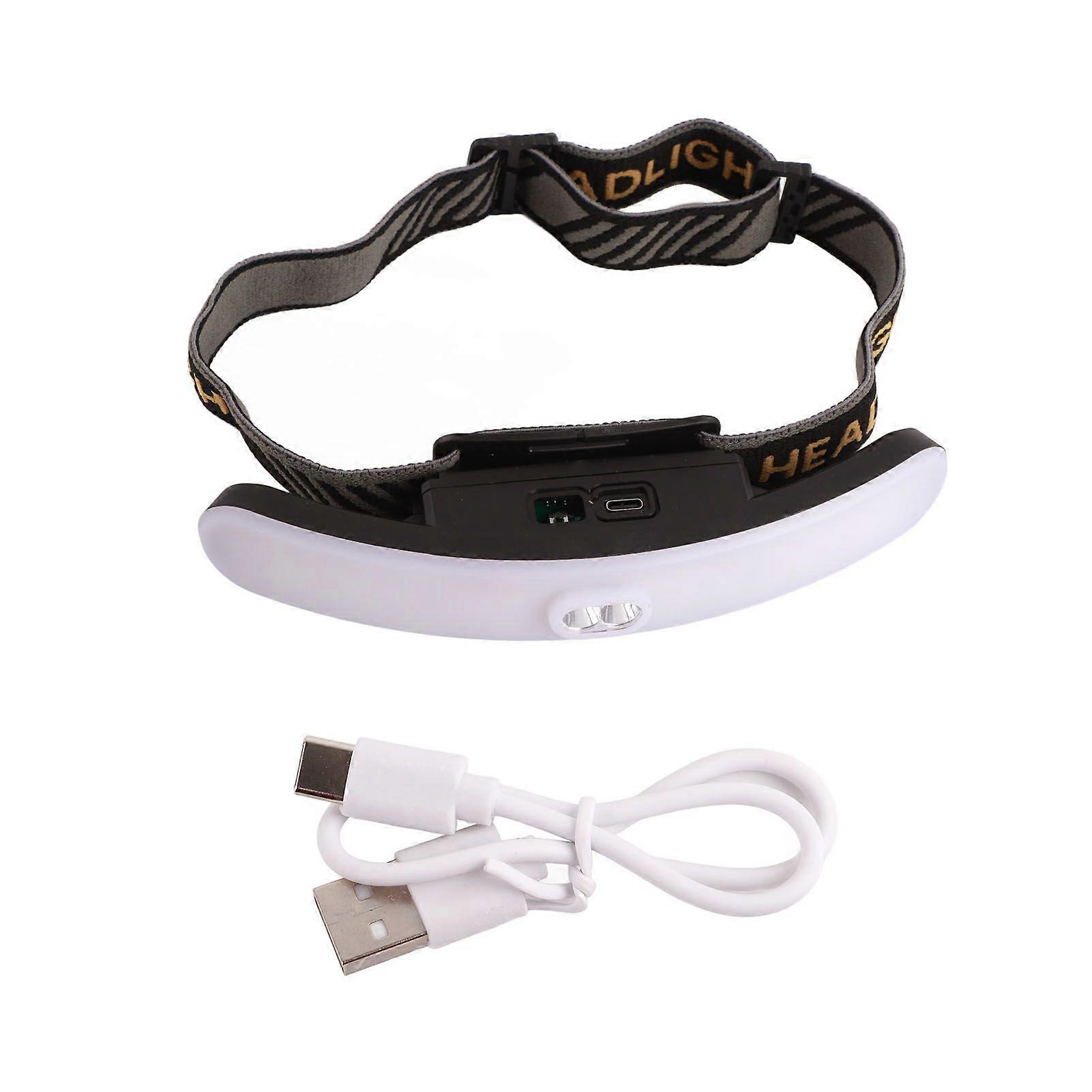 LED Headlamp Type?c Charging Waterproof 6 Gears Hard Light Lightweight Head Lamp Flashlight With Elastic Headband