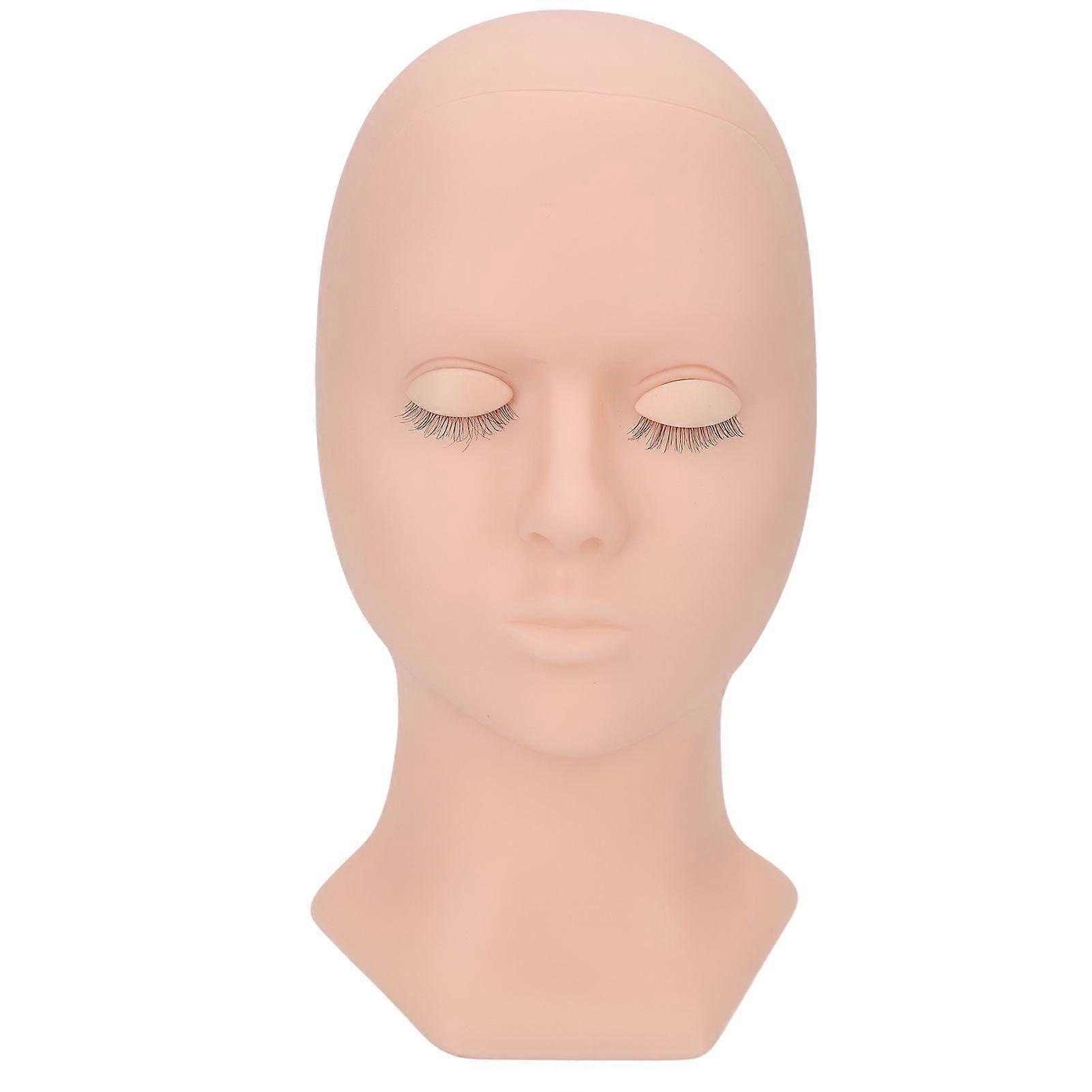 Eyelash Mannequin Head Detachable Eyelash Extension Makeup Practice Elastic Soft Silicone Head Mold With Eyelashes Double Eyelid Pink