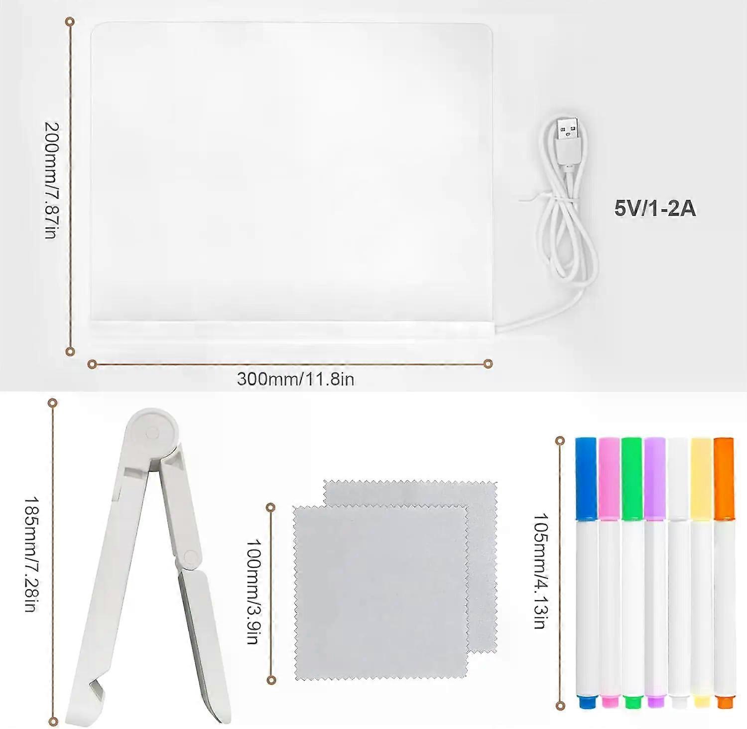 LED Acrylic Message Board with Light, Dry Erase Board with 7 Color Pens Children��s Drawing Board Perfect for Birthday Gifts