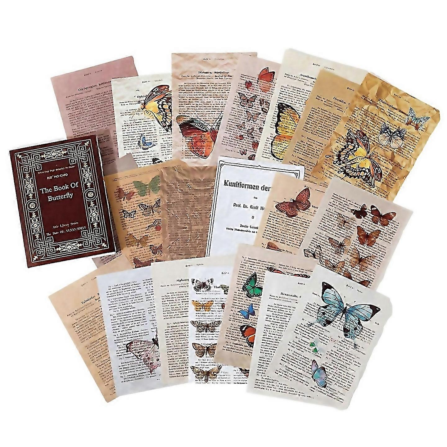 For Retro Trace Book Page Material Paper Old Book Page Text Butterfly