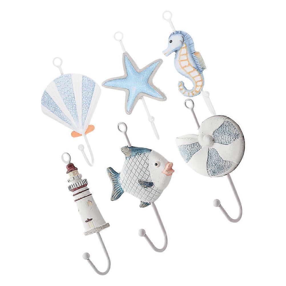 Ocean Theme Wall Hook for Towel Hanging 12Pcs Mediterranean Style Resin Hooks