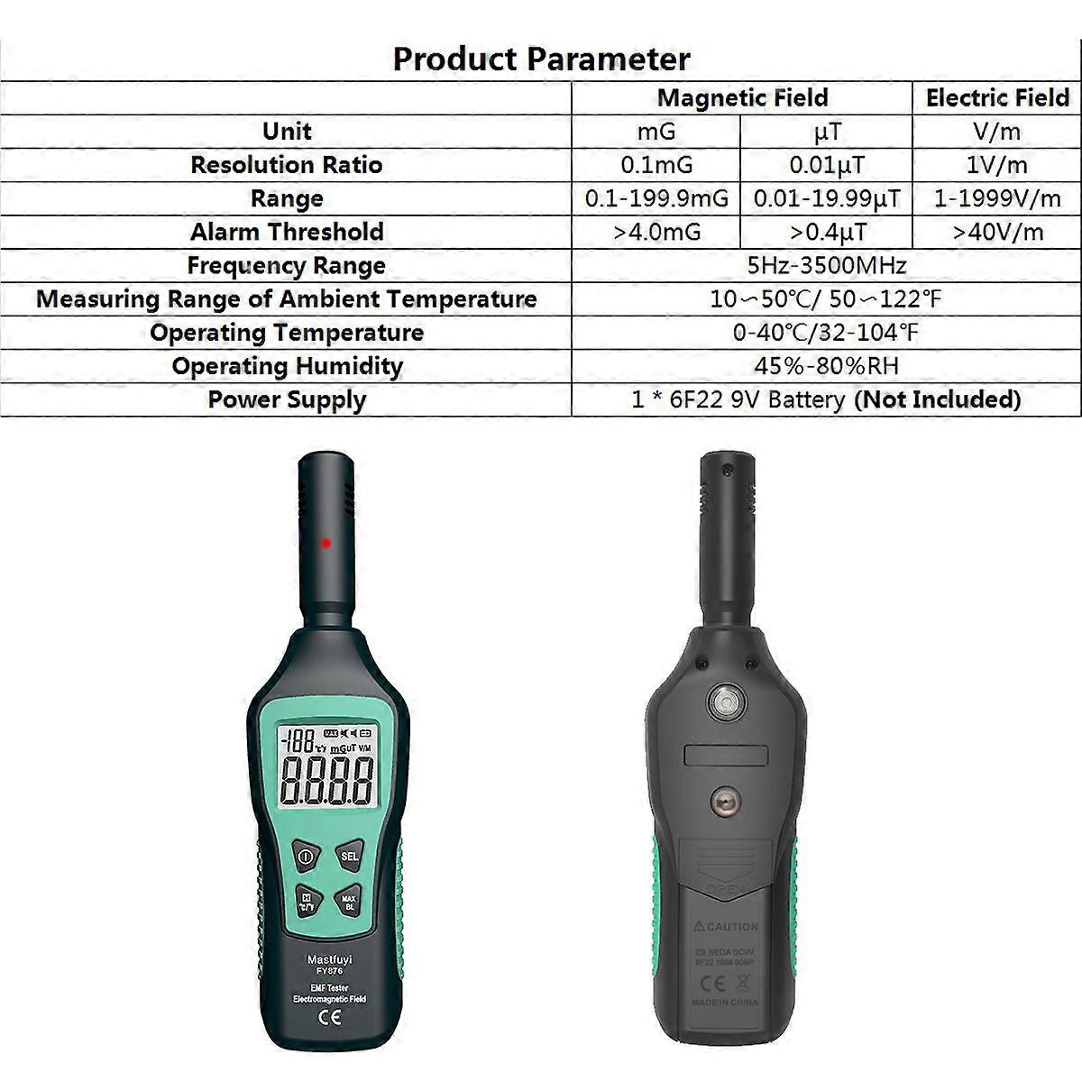Mastfuyi EMF Meter Electromagnetic Radiation Detector Household Handheld High Precision Electromagnetic Wave Radiation Tester Radiation Monitor FY876