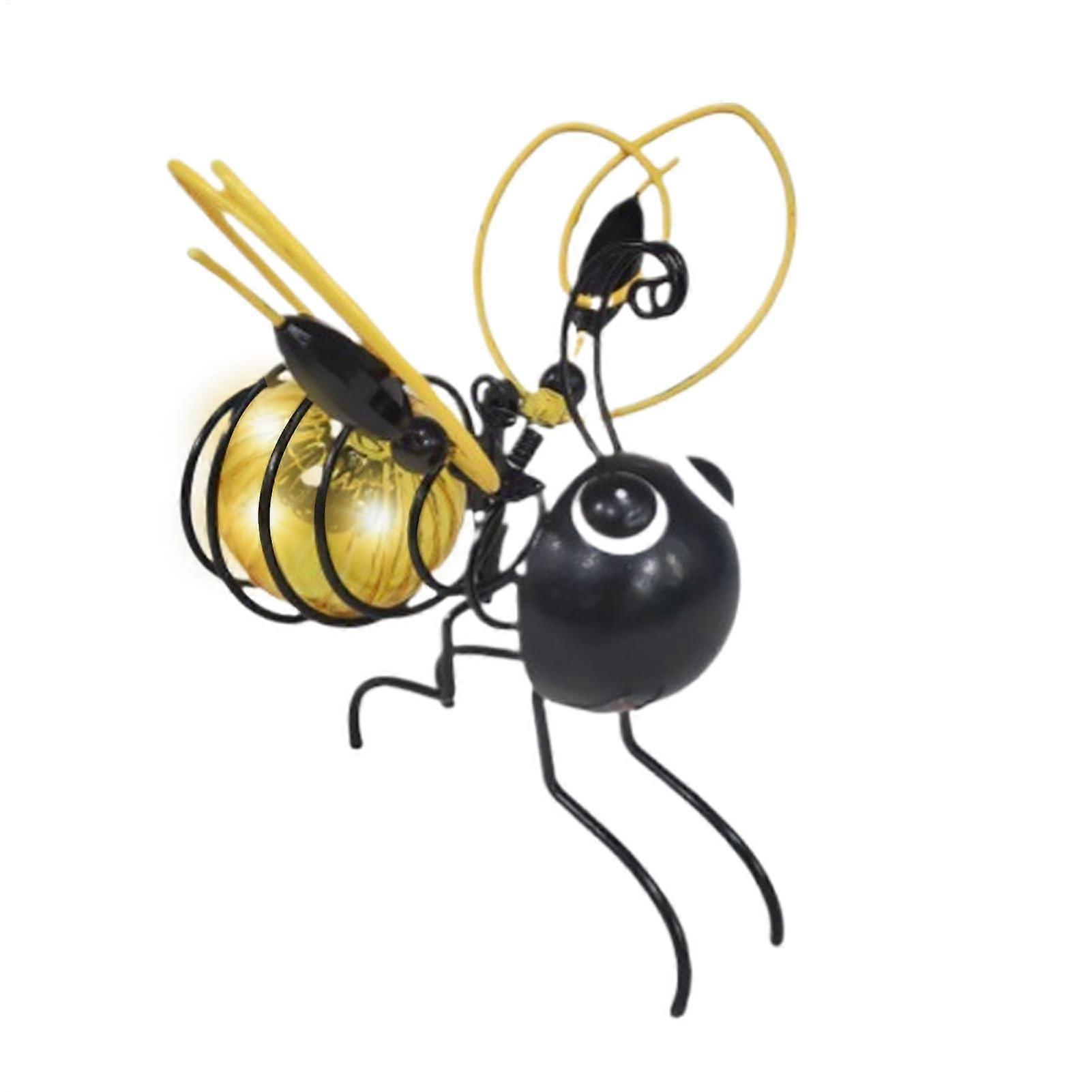 Bee Solar Lights Outdoor Garden - Waterproof LED Bee Pathway Lamp with Bouncy Springs, 5.12x5.91 Inches, Gold Finish for Backyard and Patio