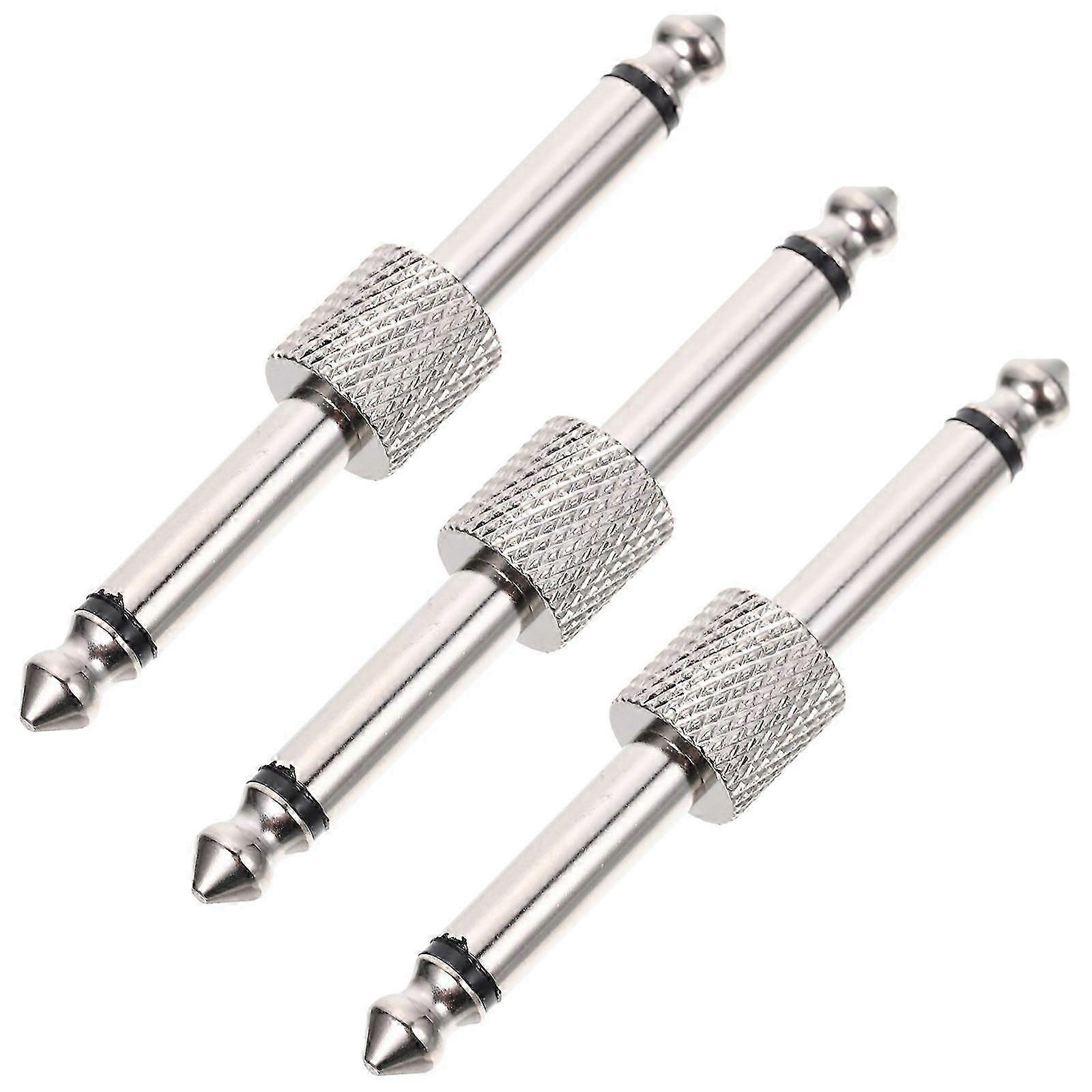 Noise Reduction Audio Connector For Guitar Effect Pedals With Cylindrical Shape In Silver 3Pcs