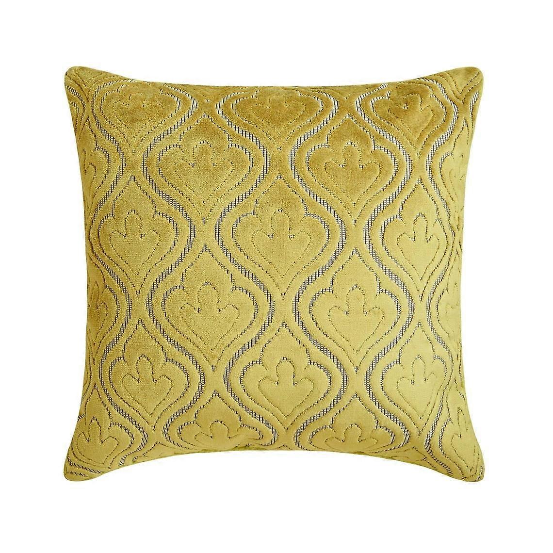 HomeCentric Designer Throw Pillow Cover 14"x14" Chartreuse Velvet Geometric - Compatible with standard inserts
