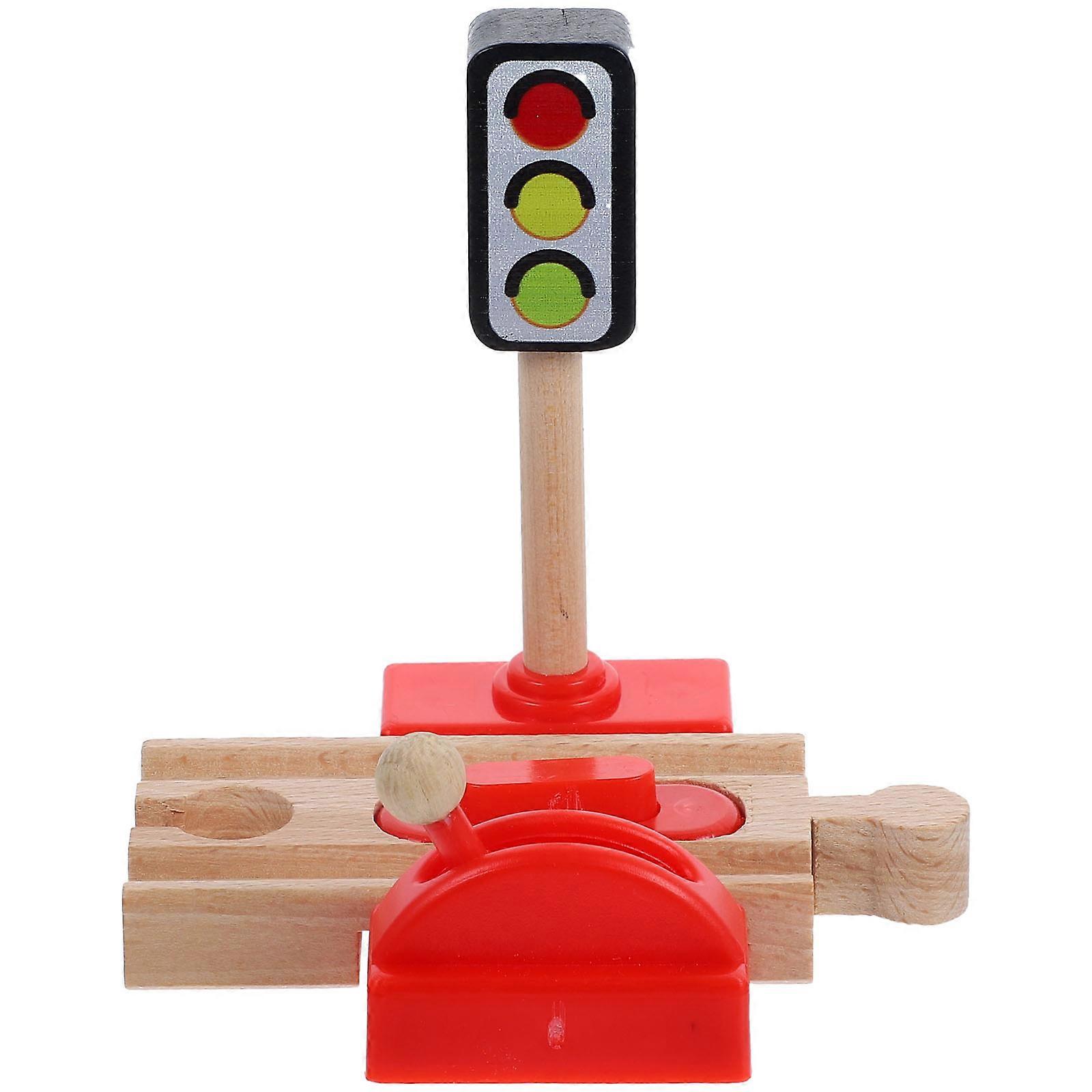 Wooden Train Roadblock Toy for Railway Scene 2Pcs Accessory