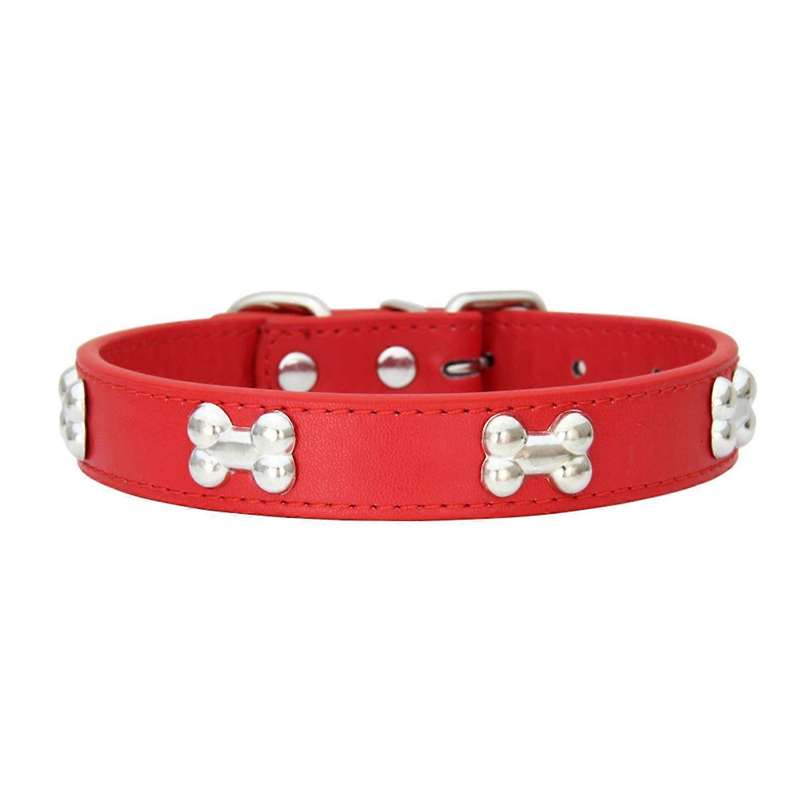 Pet Collar with Bone Pattern Design Metal Buckle Adjustable Comfortable Leash