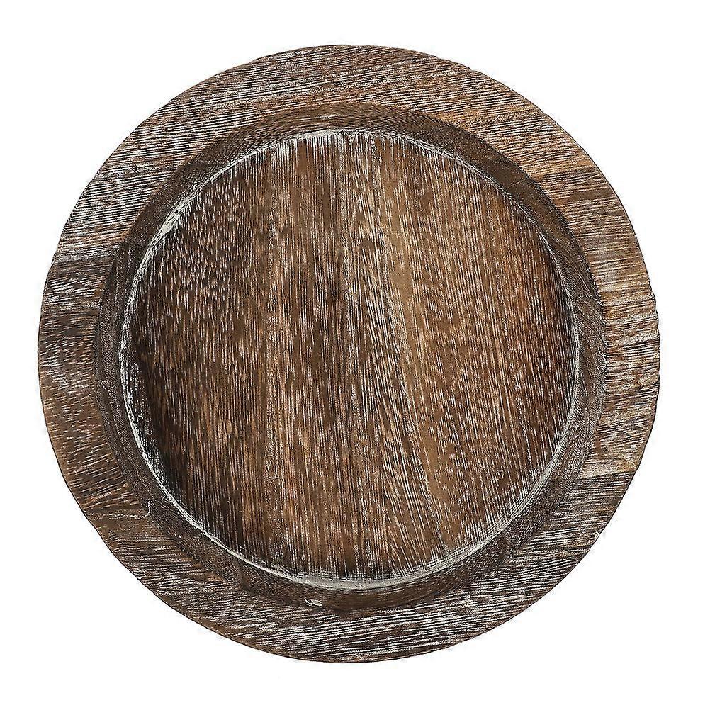Practical 5Pcs Rustic Round Candle Holder Tray 11.2 Inch Coffee Color Centerpiece For Home Dining Table Use