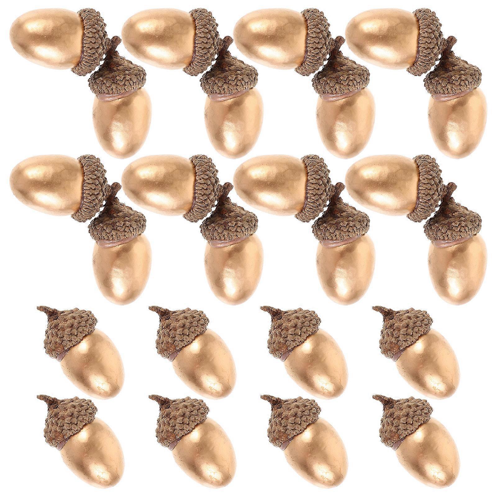 Acorn Foam Mini Acorns for Decor with 80Pcs Golden Faux Acorn Ornaments