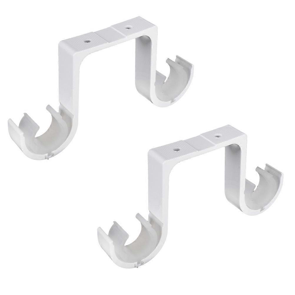 White Curtain Rod Support Double Rod Bracket for Supporting Curtain 2Pairs