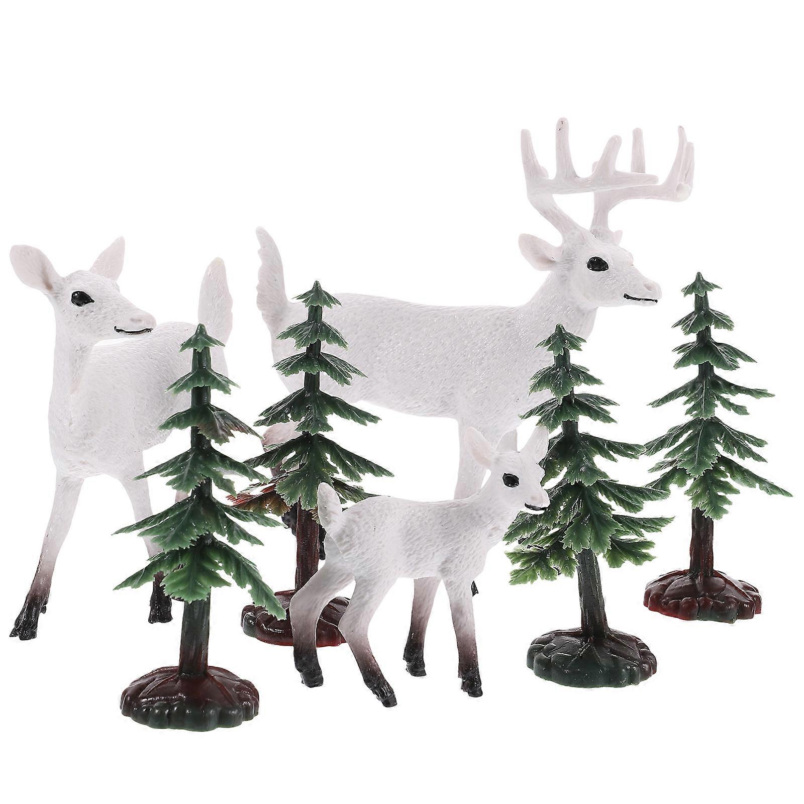 5 Sets Of Miniature Deer Models For Christmas And Indoor Decoration Featuring Realistic Style Landscape Decor