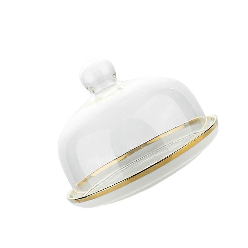 Clear Glass Food Cover Decorative Dome Cake Plate For Household Users 6 Inches Smooth Handle 1 Set