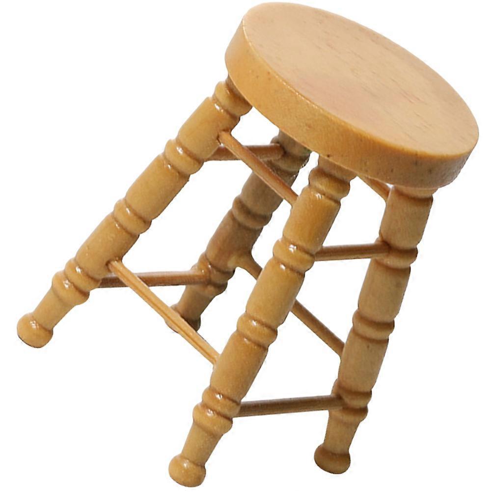Round Wooden Stool Model Miniature Settings Collectors Educational Toy Assorted Color 1Set