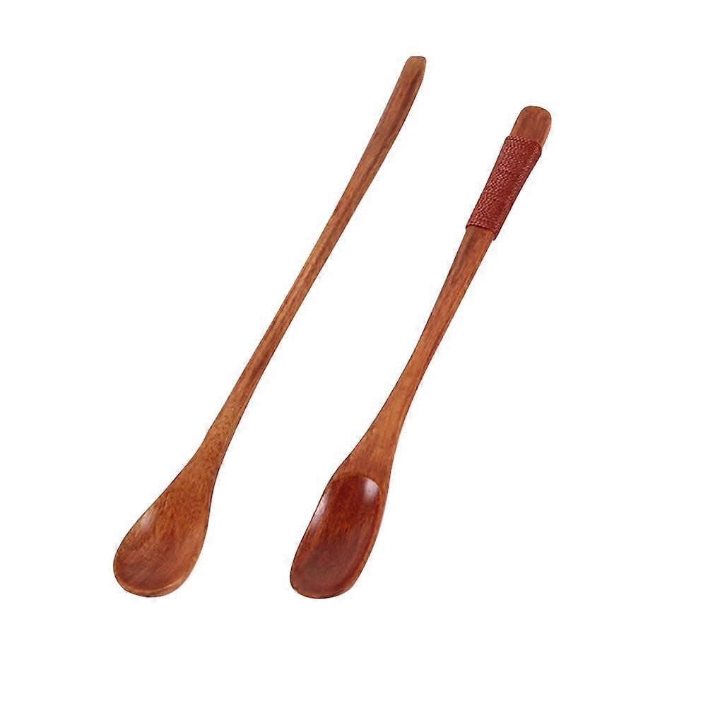 Wooden Stirring Spoon Long Handle Mixing Spoon for Kitchen Use 4Pcs