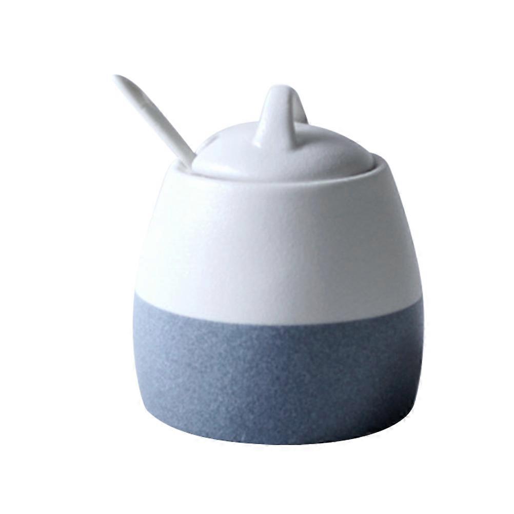 Seasoning Can Storage Pot For Restaurant Use Round Tall Cylinder Shape Spice Storage 1 Set White Blue