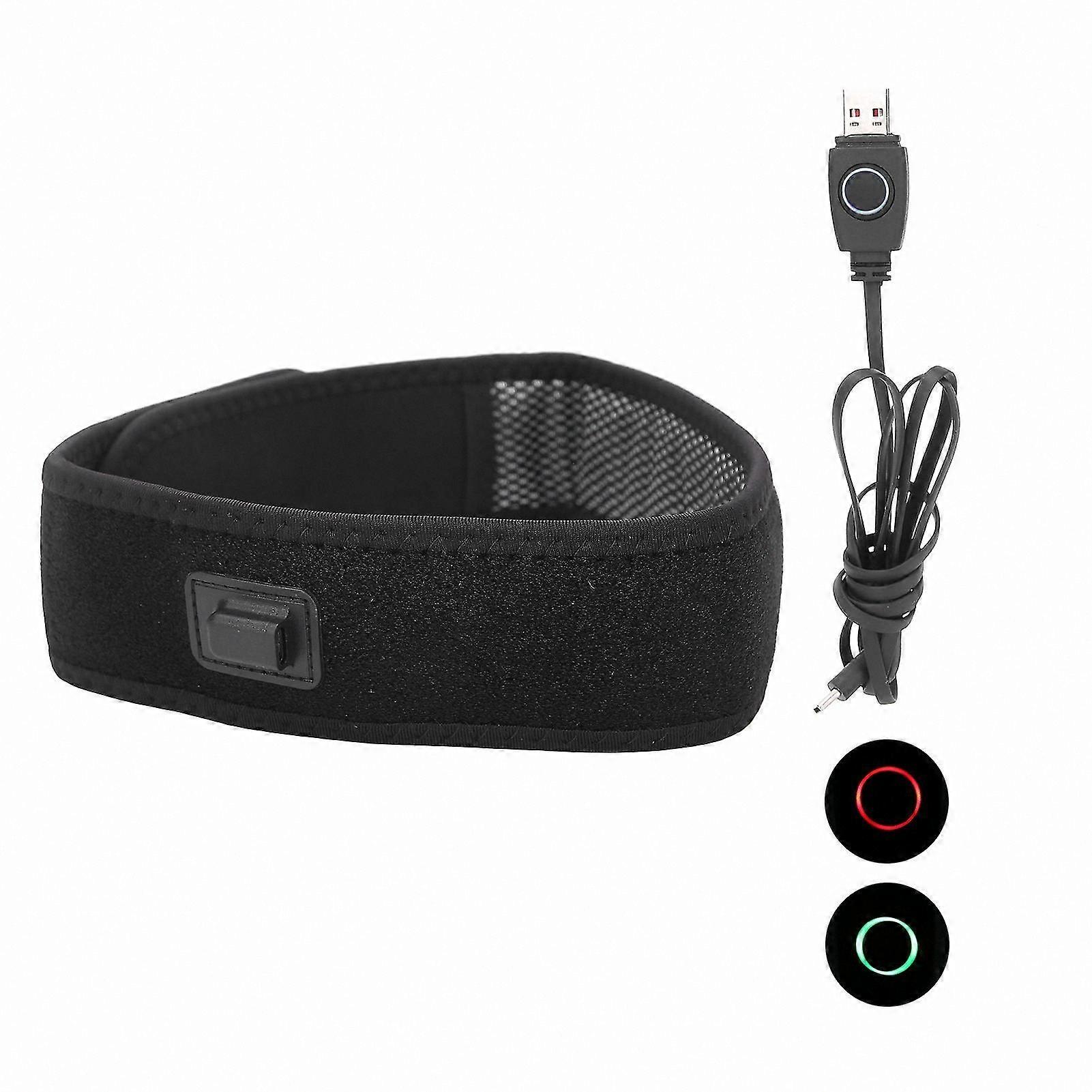 Carbon Fiber Heated Headband with 3-Level Temp Control, 5V USB Powered, Black