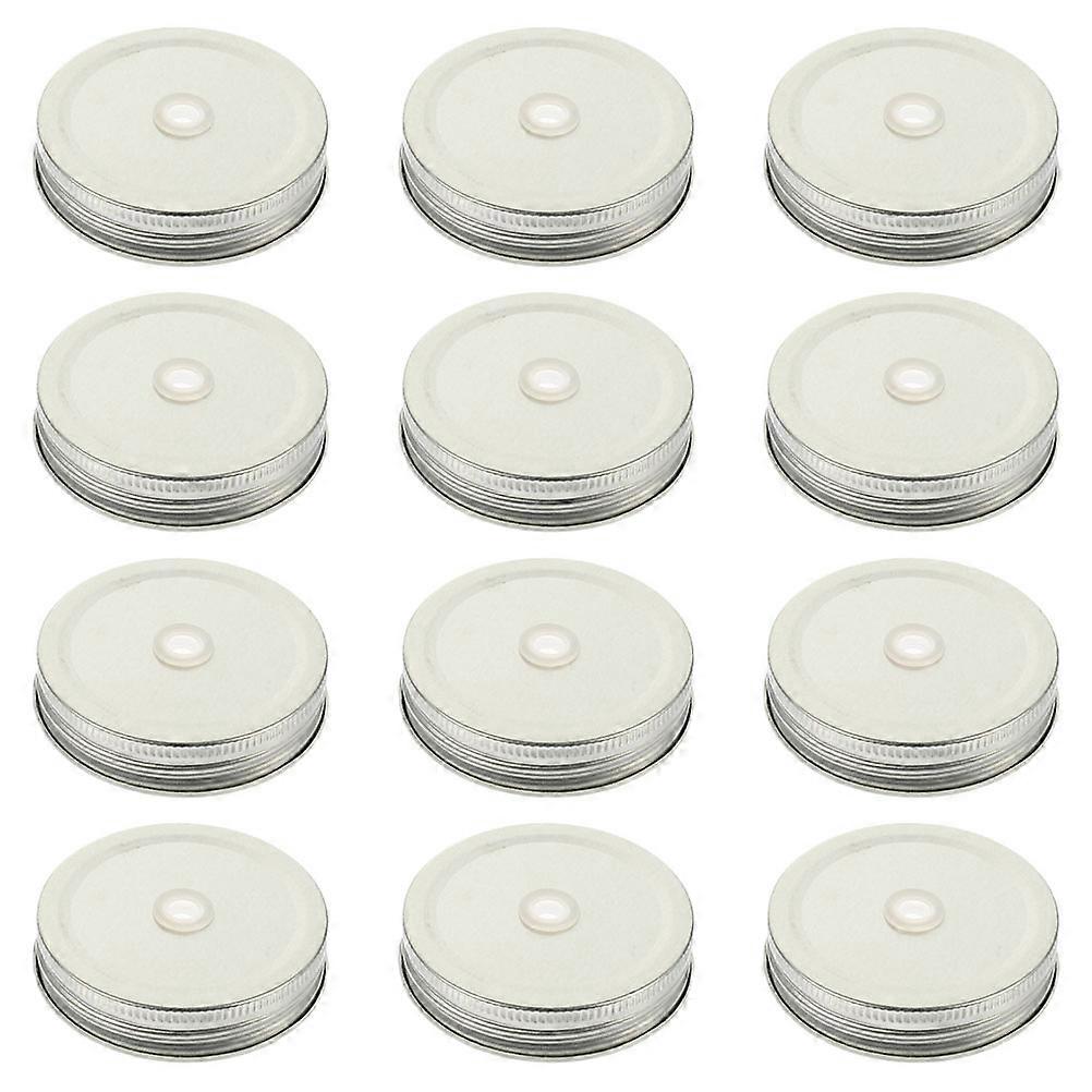 Cup Lids With Straw Hole For Craft Projects Square Iron Jar Lids 8.70X8.70X1.50CM Leak-Proof 24Pcs