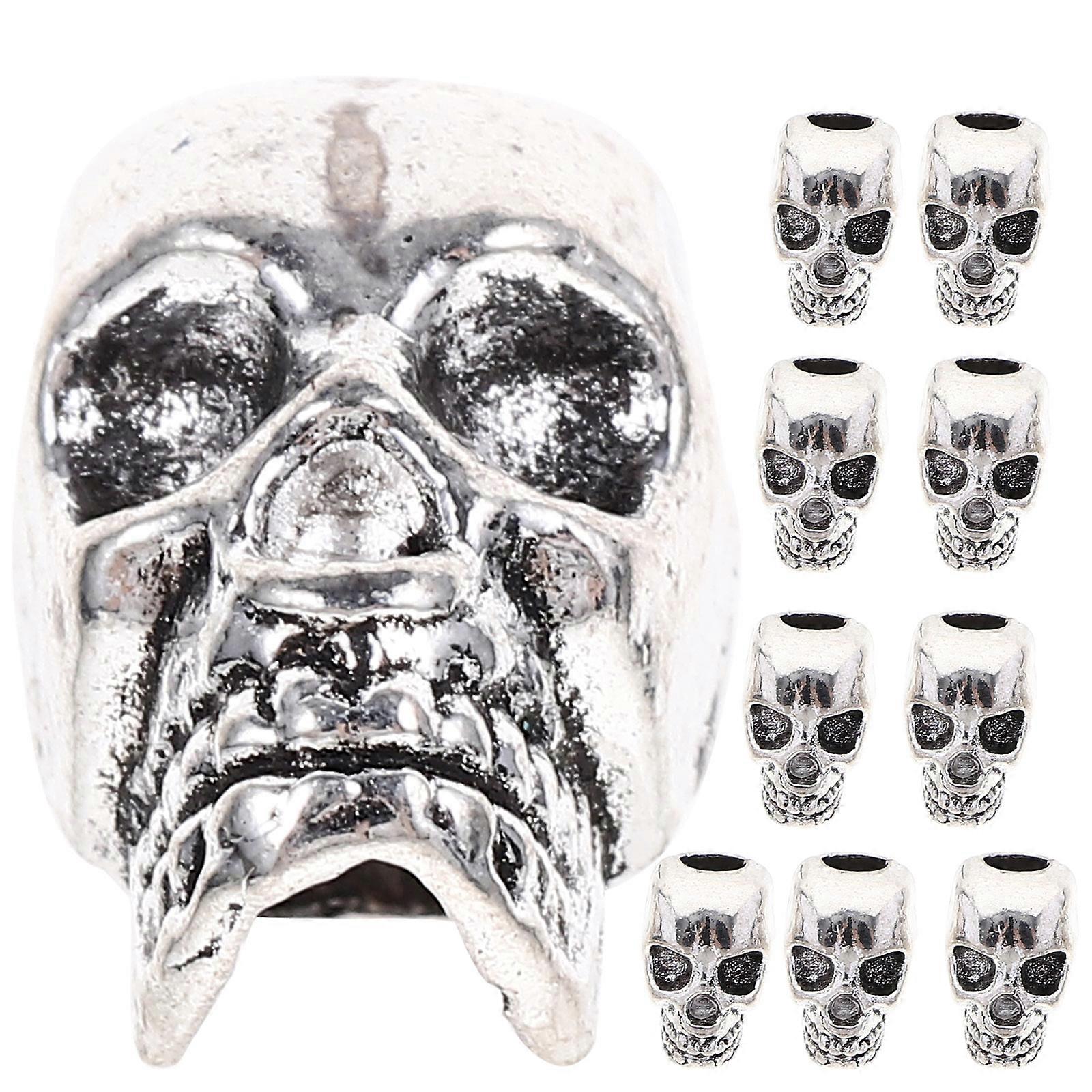 Silver Skull Spacer Beads for Bracelet Making 30Pcs DIY Accessories