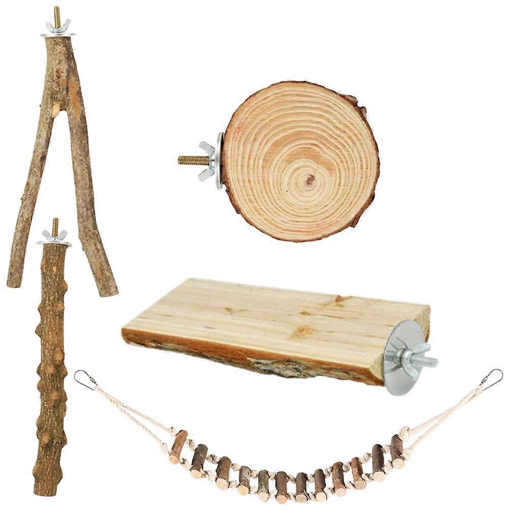 Wooden Bird Cage Perches For Parrots And Small Birds With Size 20x10cm In Khaki For Exercising And Pecking 10 Pcs