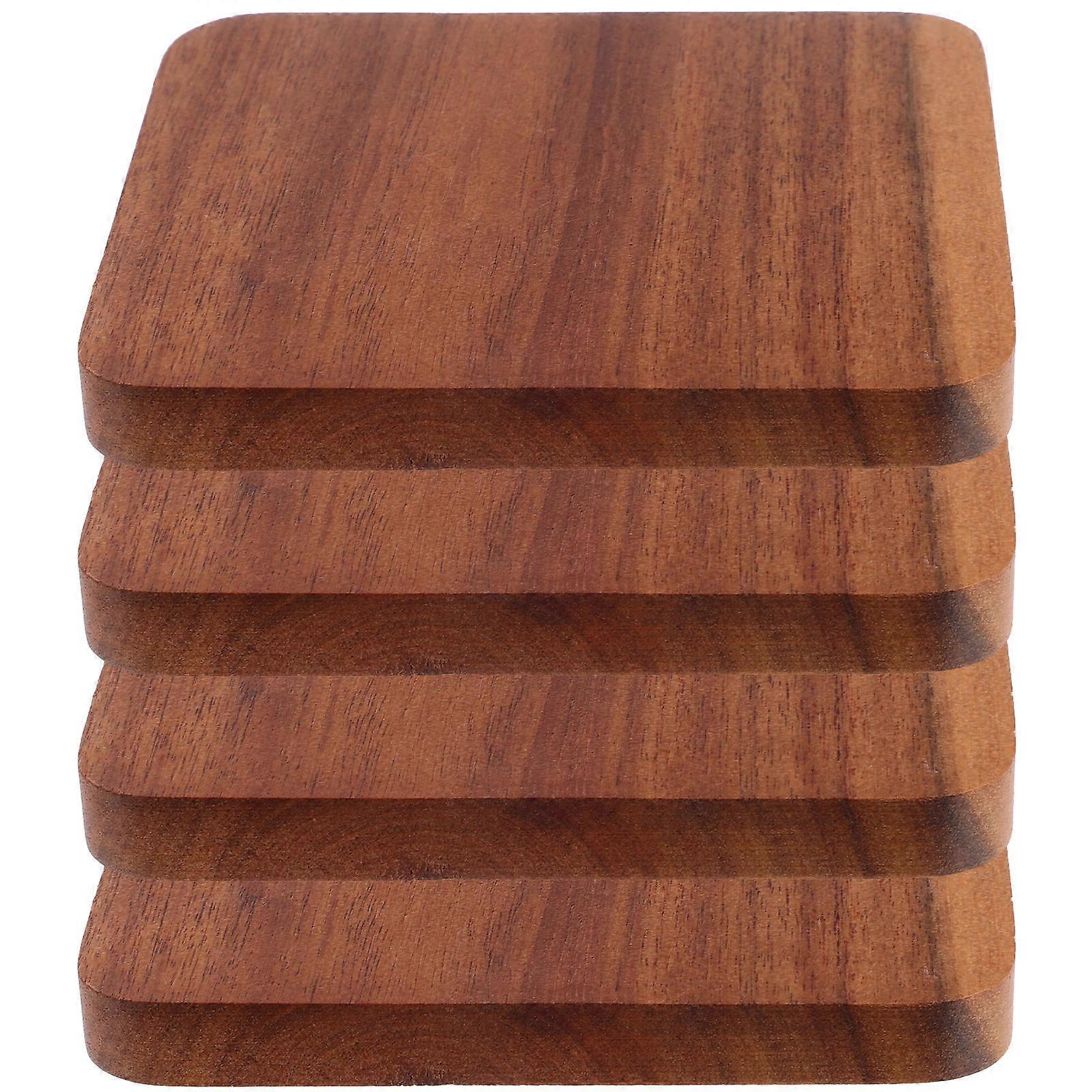 Chocolate Square Wood Coasters for Table Protection 12Pcs Heat Resistant Pads