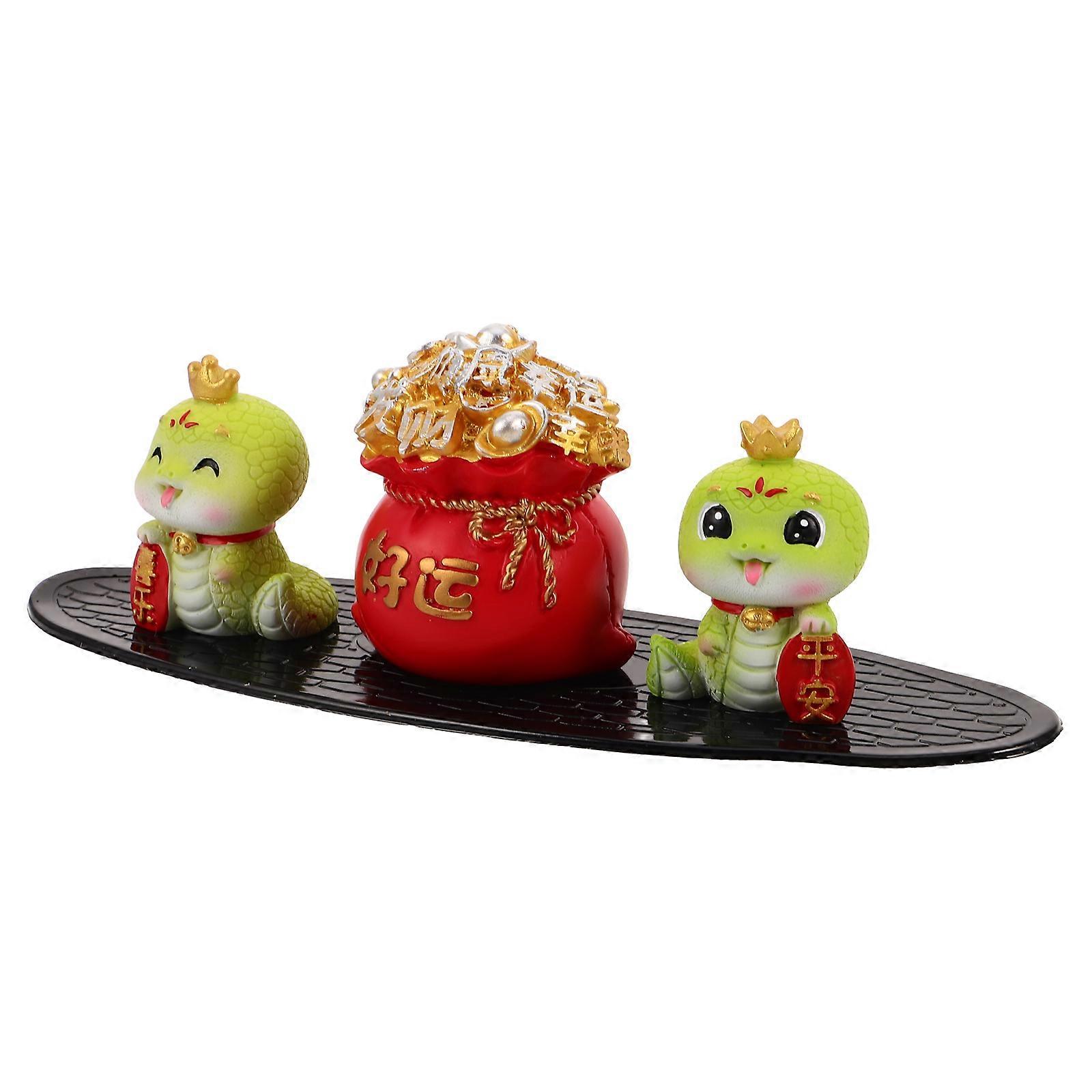Year of The Snake Figurine for Car Decor 1Set Mini Resin Snake Sculpture