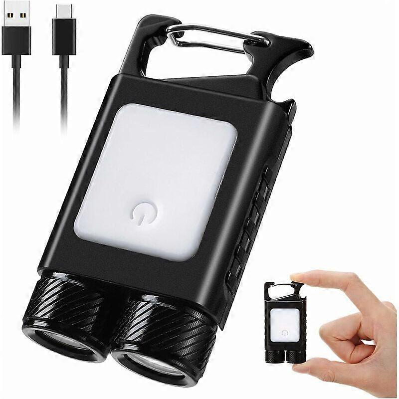 Mini LED Flashlight, 500lm EDC Flashlight, USB Rechargeable LED Keychain Flashlight, IP65 Waterproof Magnetic Flashlight