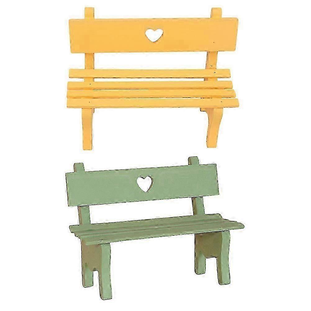 Miniature Wood Bench Mini Bench For Miniature Decor Simple Design 2Pcs