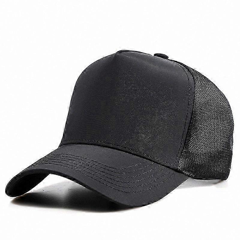 Men's Adjustable Snapback Hat Flat Solid Plain Baseball Cap Foam Mesh Trucker Style
