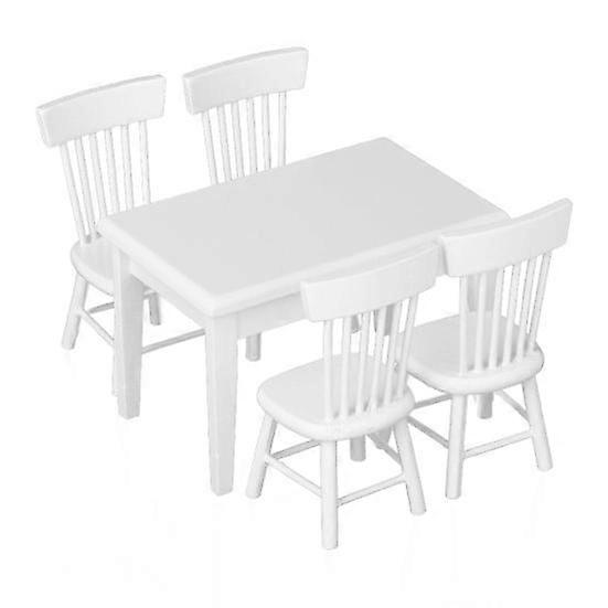 5Pcs Esstisch Stuhl Modell Miniatur Holzmöbel