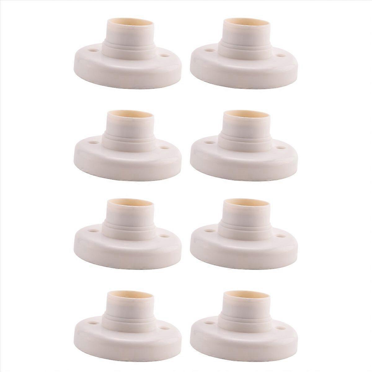 8X E27 Round Plastic Base Screw Light Bulb Lamp Socket Holder White