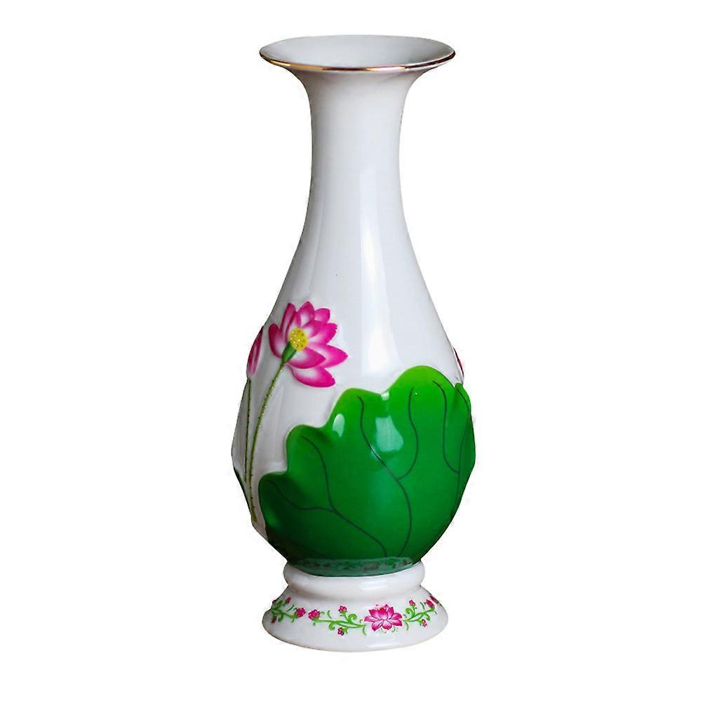 Ceramic Flower Vase for Office Home Decoration Lotus Pattern 2Pcs