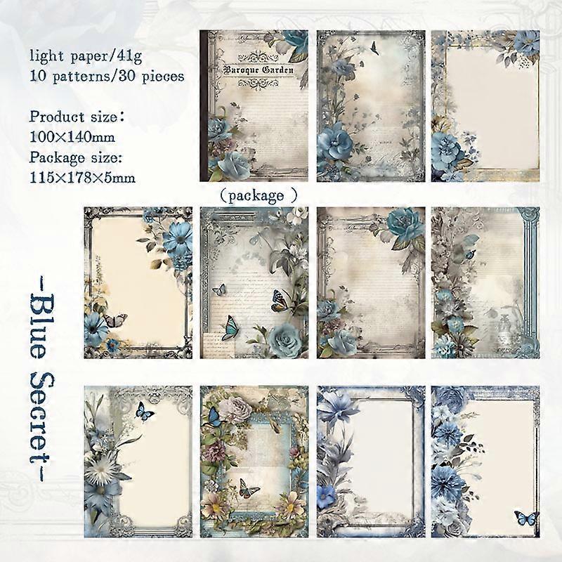30pcs Baroque Garden Decor Scrapbook Vintage Material Paper Combo Kit DIY Junk Journal Collage Photo Album Retro Art paper