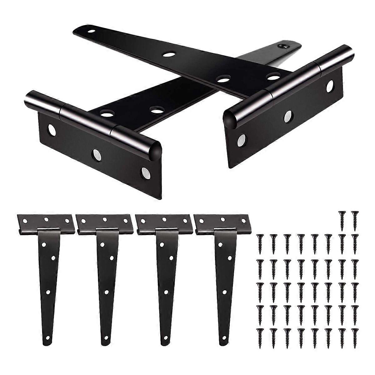 6 Pack Heavy Duty Tee Hinge, 150mm Metal Strap Tee Hinge with Screws
