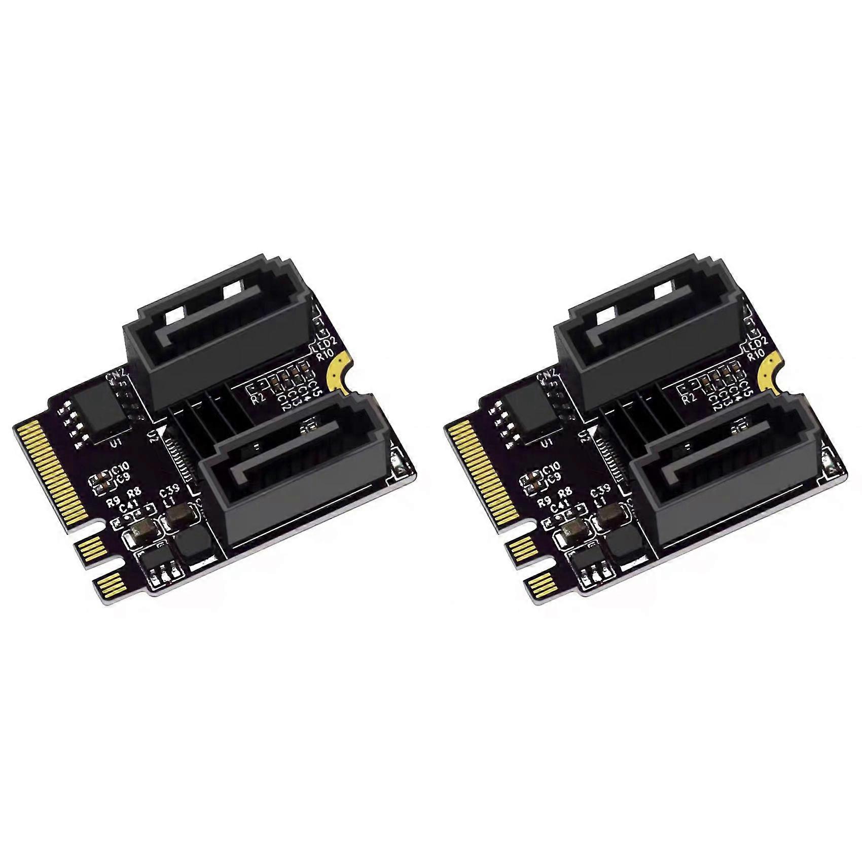 2X M2 to SATA3.0 Expansion Card KEY A+E WIFI M.2 to SATA HDD Adapter Drive-Free JMB582 Adapter Card