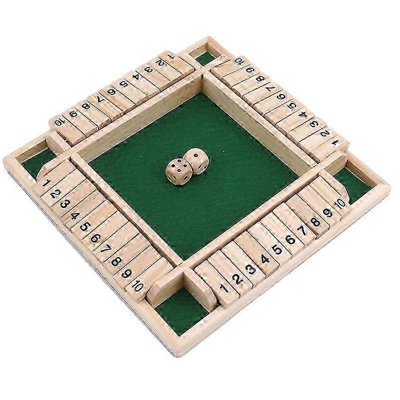 2025 Deluxe Four Sided 10 Numbers Shut The Box Board Game Set Dice Party Club Drinking Games For Adults Families