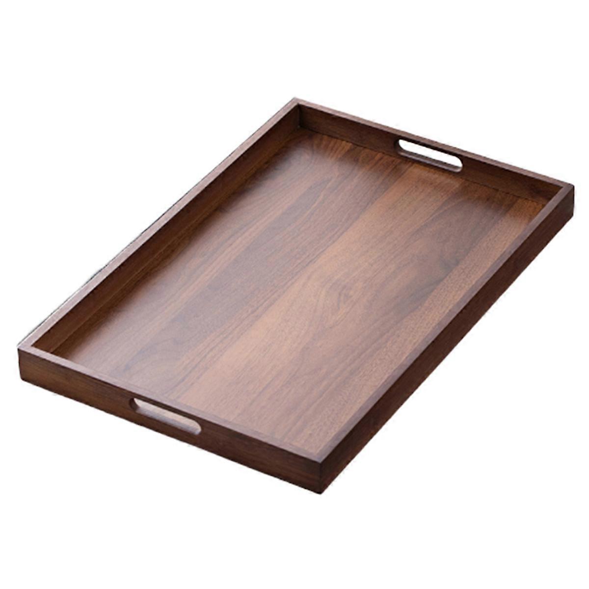 Rectangular Bamboo Wood Tea Tray Display Plate Walnut Color Cup Storage Handle Home Use Japanese Tea Set Tray 44x30x4cm